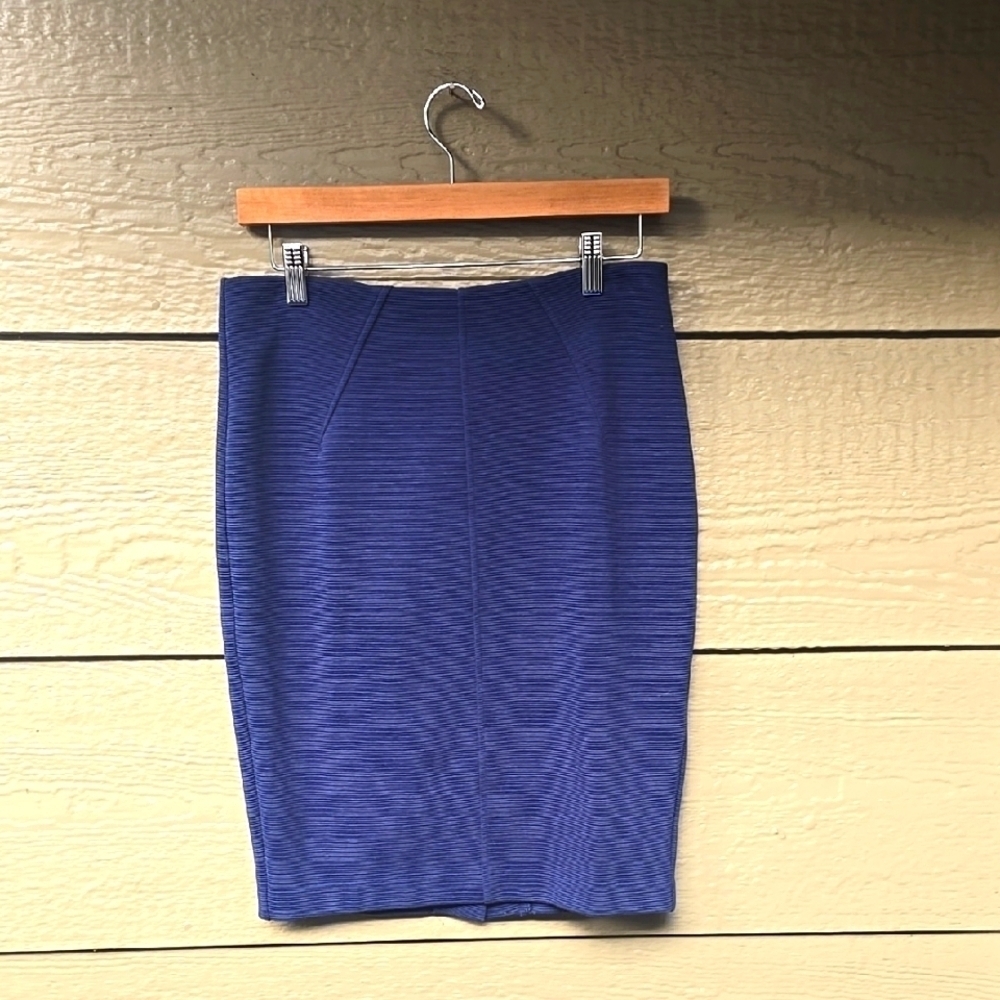 Boden Navy Textured Exposed Zipper Pencil Skirt 6p